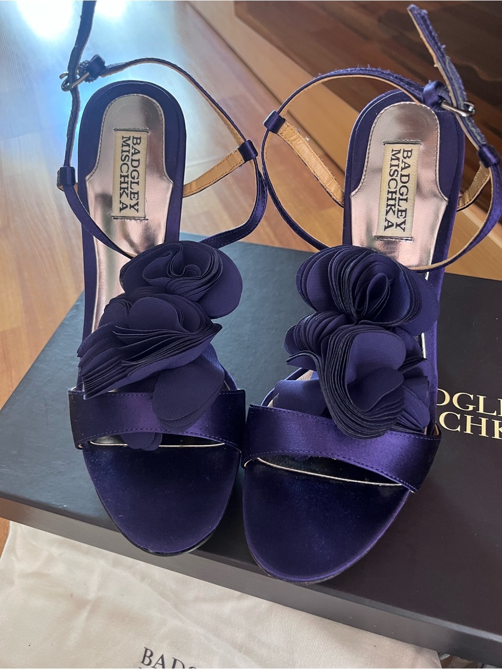 Badgley Mischka Women's Purple Floral Satin Heels